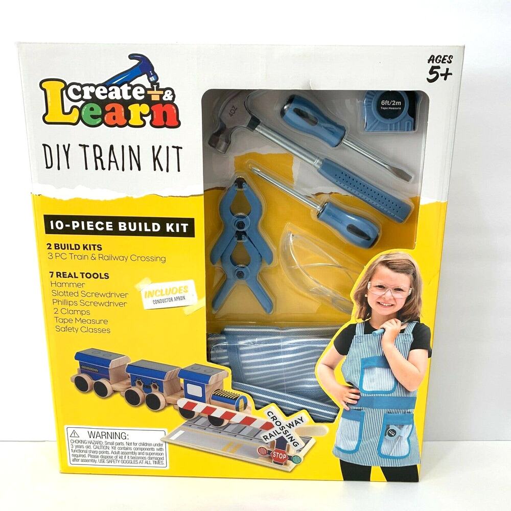 Create and Learn Kids DIY Train Project Kit with Real Tools for Age 5 and Up New